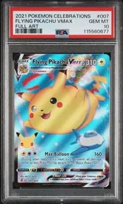 2021 Pokemon Celebrations Flying Pikachu VMAX Full Art 007/025 #007 PSA 10 - Image 1