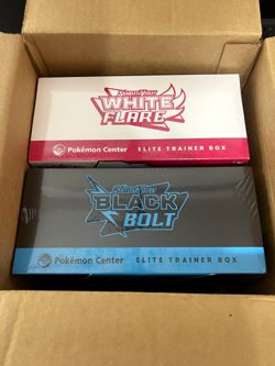 Pokemon Center Black Bolt and White Flare Elite Trainer Box Set of 2 - Image 1