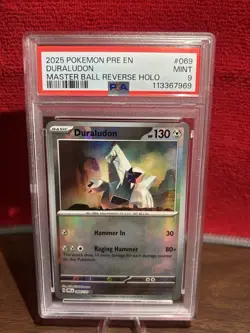 2025 POKEMON PRE EN-PRISMATIC EVOLUTIONS #069 DURALUDON MASTER BALL REVERSE HOLO - Image 1