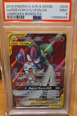 2019 Pokemon GARDEVOIR & SYLVEON GX #204/214 Unbroken Bonds Full Art PSA 9 💎 - Image 1