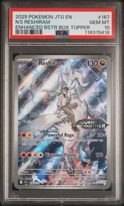 2025 Pokemon JTG EN N's Reshiram 167/159 Topper PSA 10 (418 - Image 1