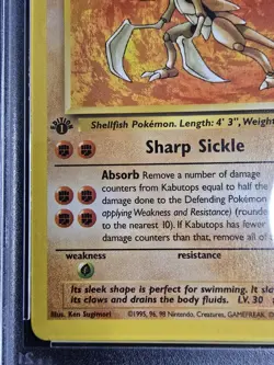 1999 POKEMON FOSSIL 1ST EDITION #24 KABUTOPS PSA 9 - Image 5