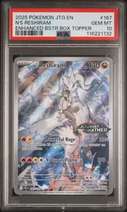 2025 Pokemon JTG EN N's Reshiram 167/159 Topper PSA 10 (132 - Image 1