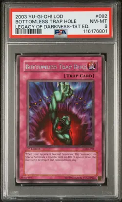 Bottomless Trap Hole PSA 8 NM-Mint LOD-092 1st Edition Rare Legacy Yugioh - Image 1
