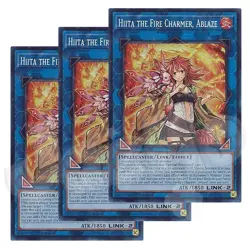 Yugioh Hiita the Fire Charmer Ablaze x 3 - 1st Edition Super Rare NM - Free Holo - Image 1