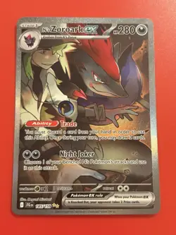 Pokemon TCG N's Zoroark EX Holo Card 185/159 Sv09: Journey Together + FREE ZORUA - Image 1
