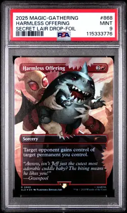 MTG Harmless Offering FOIL Deadpool Secret Lair Drop (SLD) Rare #868 PSA 9 Mint - Image 1