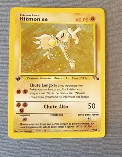 EX/LP - Hitmonlee - 7/62 - 1st Edition Holo - Portutguese - Fossil Pokemon Card - Image 1