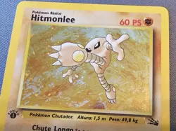 EX/LP - Hitmonlee - 7/62 - 1st Edition Holo - Portutguese - Fossil Pokemon Card - Image 3