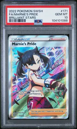 Pokemon Marnie's Pride 171/172 PSA 10 Gem Mint SWSH Brilliant Stars Full Art - Image 1