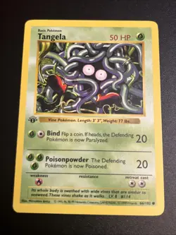 Tangela 066/102 TCG Pokemon Base Set (Shadowless) 1st Edition - Image 1