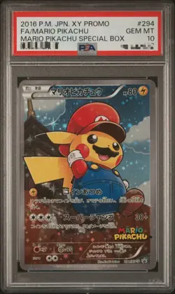 2016 Pokemon Japanese XY Promo #294 Full Art Mario Pikachu PSA 10 - Image 1