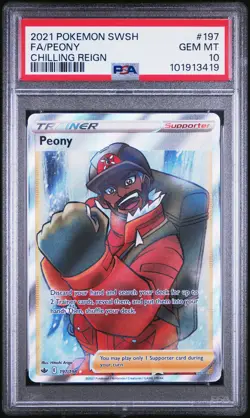 2021 POKEMON SWORD & SHIELD CHILLING REIGN #197 FULL ART/PEONY PSA 10 - Image 1