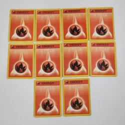 Pokemon TCG Base Set Fire Energy #98 Lot Of 10 Cards Vintage 1999 LP To MP - Image 1