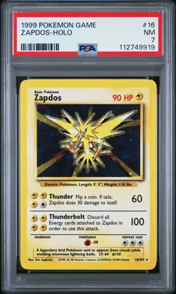ZAPDOS Base Set Holo Rare #16 PSA 7 Vintage Pokemon [Nostalgium] - Image 1