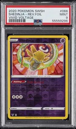 2020 POKEMON SWORD & SHIELD VIVID VOLTAGE #066 SHEDINJA-REVERSE FOIL PSA 9 - Image 1