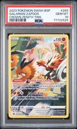 Pokemon Galarian Zapdos SWSH283 PSA 10 Gem Mint Crown Zenith Promo Full Art - Image 1