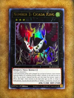 Yugioh Number 3: Cicada King BLAR-EN028 Ultra Rare 1st Ed NM - Image 1