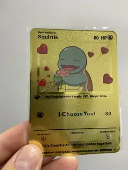 Squirtle Gold Metal Pokemon Card-Collectible Gift Display！GOOD~ - Image 1