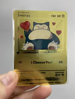 Gold Metal Snorlax Pokemon Card-Collectible Gift Display！GOOD~ - Image 2
