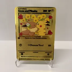 Eevee and Pikachu Gold Metal Pokemon Card-Collectible Gift Display！GOOD~ - Image 2