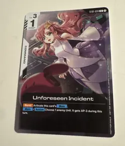 FOIL Unforeseen Incident ST01-014 Gundam TCG Participation Promo Card Game Lacus - Image 1
