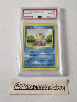 Squirtle 63/102 - Base Set WOTC *PSA 10 - GEM MINT* Vintage Pokemon Card - Image 1