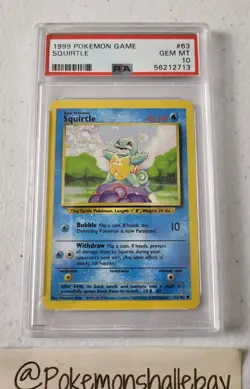 Squirtle 63/102 - Base Set WOTC *PSA 10 - GEM MINT* Vintage Pokemon Card - Image 3