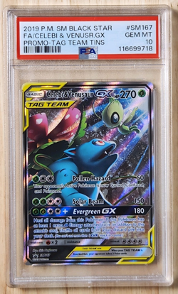 Pokemon Celebi & Venusaur GX SM167 S&M Tag Team Tins Promo GEM MINT PSA 10 - Image 1