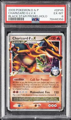 2009 POKEMON DIAMOND & PEARL BLACK STAR PROMO HOLO #DP45 CHARIZARD G LV.X PSA 6 - Image 1