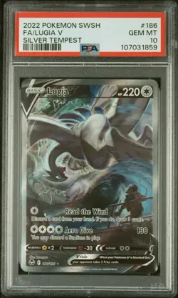 Pokemon Lugia V 186/195 PSA 10 Gem Mint SWSH Silver Tempest Alternate Full Art - Image 1