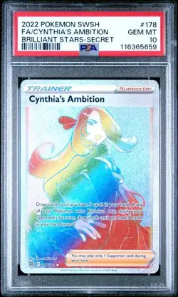 PSA 10 CYNTHIA'S AMBITION 178 SECRET RAINBOW RARE BRILLIANT STARS POKEMON - Image 1