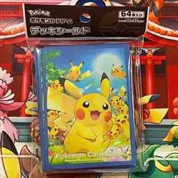 B034 Japanese Pokemon Center Pikachu Deck Shield Card Sleeves Sealed 64 Count - Image 1