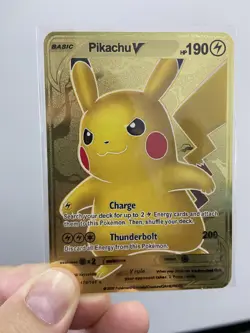 Pikachu V HP190 Gold Metal Pokemon Card-Collectible Gift Display！luck~ - Image 1
