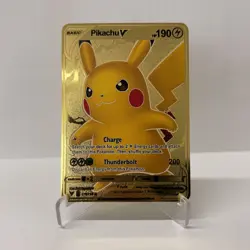 Pikachu V HP190 Gold Metal Pokemon Card-Collectible Gift Display！luck~ - Image 2