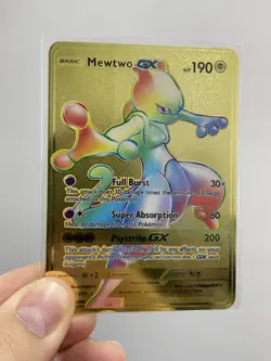 Gold Metal Mew two GX Pokemon Card-Collectible Gift Display！luck~ - Image 2
