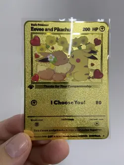 Eevee and Pikachu Gold Metal Pokemon Card-Collectible Gift Display！luck~ - Image 4