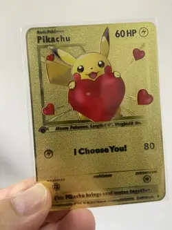 Pikachu HP60 Gold Metal Pokemon Card-Collectible Gift Display！luck~ - Image 1