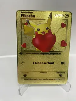 Pikachu HP60 Gold Metal Pokemon Card-Collectible Gift Display！luck~ - Image 2