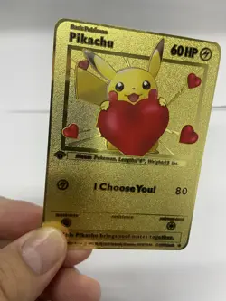 Pikachu HP60 Gold Metal Pokemon Card-Collectible Gift Display！luck~ - Image 3