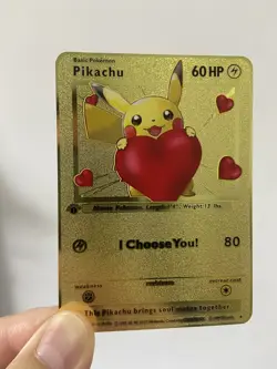 Pikachu HP60 Gold Metal Pokemon Card-Collectible Gift Display！luck~ - Image 4