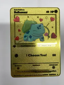 Bulbasaur Gold Metal Pokemon Card-Collectible Gift Display！luck~ - Image 1