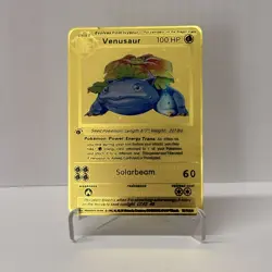 Gold Metal Venusaur HP100 Pokemon Card-Collectible Gift Display！ - Image 1
