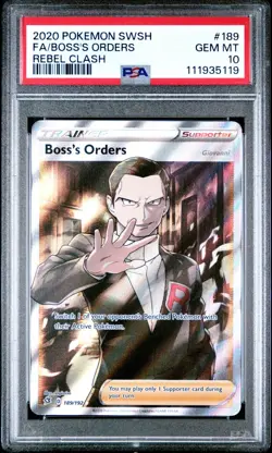 Pokemon TCG Boss's Orders Rebel Clash Holo Card 189/192 Graded PSA 10 - Image 1