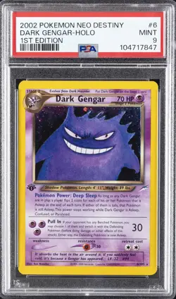2002 POKEMON NEO DESTINY 1ST ED #6 DARK GENGAR-HOLO PSA 9 - Image 1