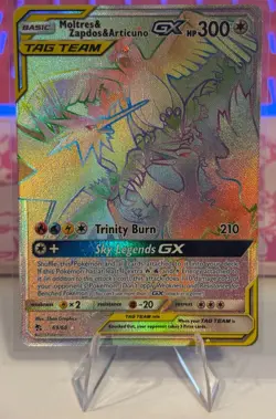 2019 POKEMON MOLTRES & ZAPDOS & ARTICUNO GX TAG TEAM RAINBOW HIDDEN FATES 69/68 - Image 1