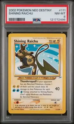 2002 Pokemon Neo Destiny #111 111/105 Shining Raichu Graded PSA 8 Secret Rare - Image 1