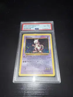 Pokemon 1999 Base Set Shadowless Mewtwo Holo Card #10/102 PSA 8 NM-MT - Image 1