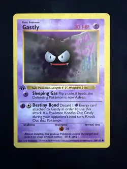 Pokemon TCG Gastly Base Set, 1st Edition Shadowless Card 50/102 - Image 1