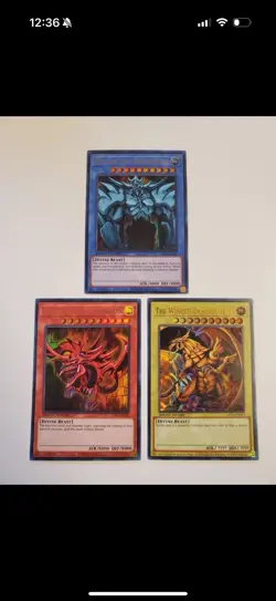 Yugioh! 3-Card Complete God Set Obelisk, Slifer, & Ra Ultra Rare LC01 Limited NM - Image 1